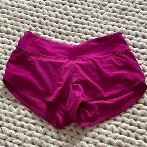 LULULEMON speed up low rise shorts HOT PINK/PURPLE size 2 - perfect condition